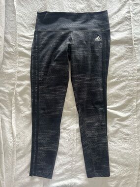 adidas Black Heathered High-Waist Leggings with Logo